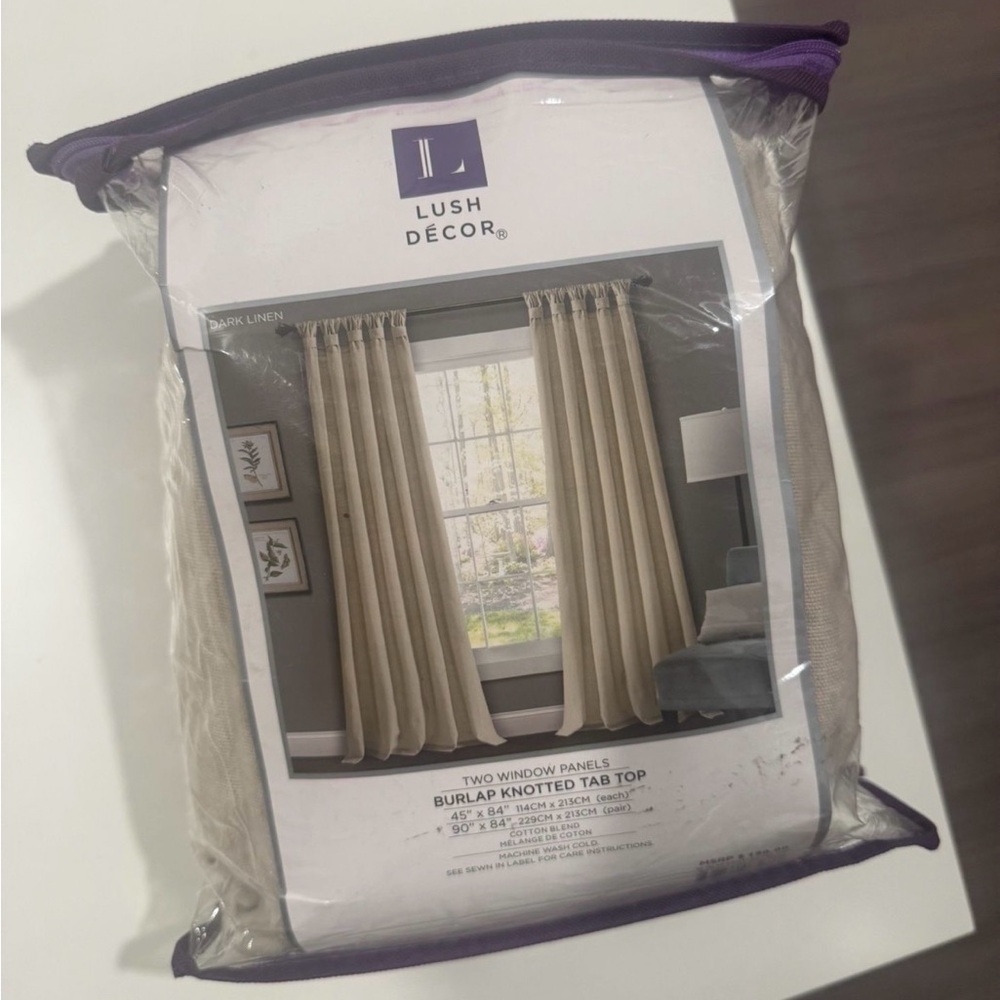 Burlap Knotted Tab Top Curtains - set of two